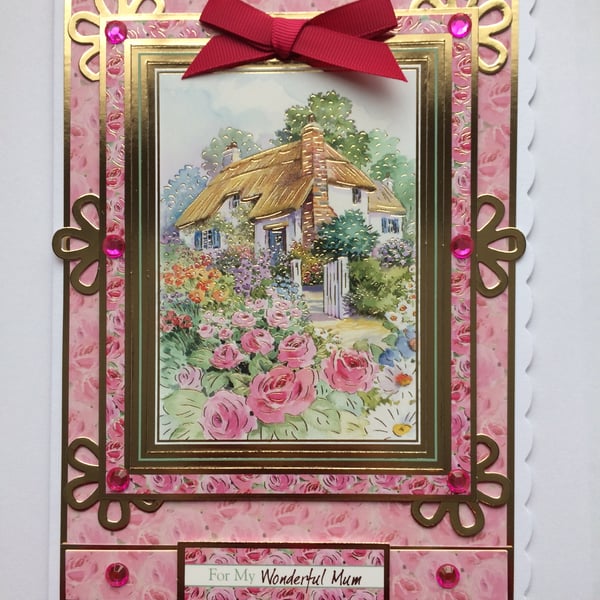 Mum Card For My Wonderful Mum Thatched Cottage Birthday Mother's Day Card