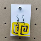 Yellow Geometric Wooden Earrings