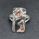 Sterling silver ring, Handmade ring with copper fox, Fox jewellery