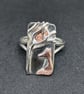 Sterling silver ring, Handmade ring with copper fox, Fox jewellery