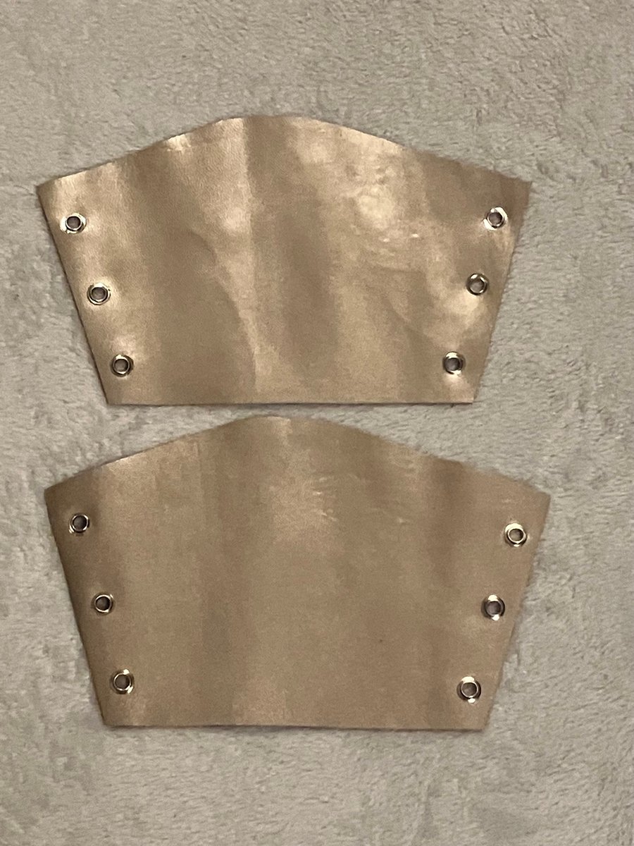 Small Pair Metallic Silver-Gold Mix Leather Bracers - FREE SHIPPING