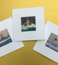 Hand-felted cards of swimmers - set