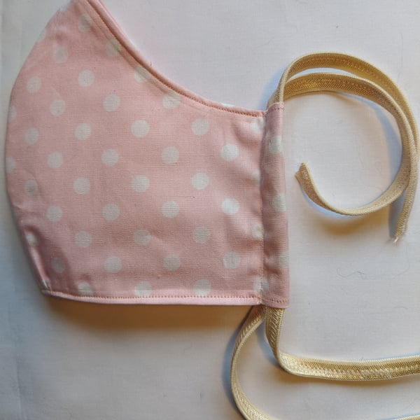 Cotton face covering with polka dot print