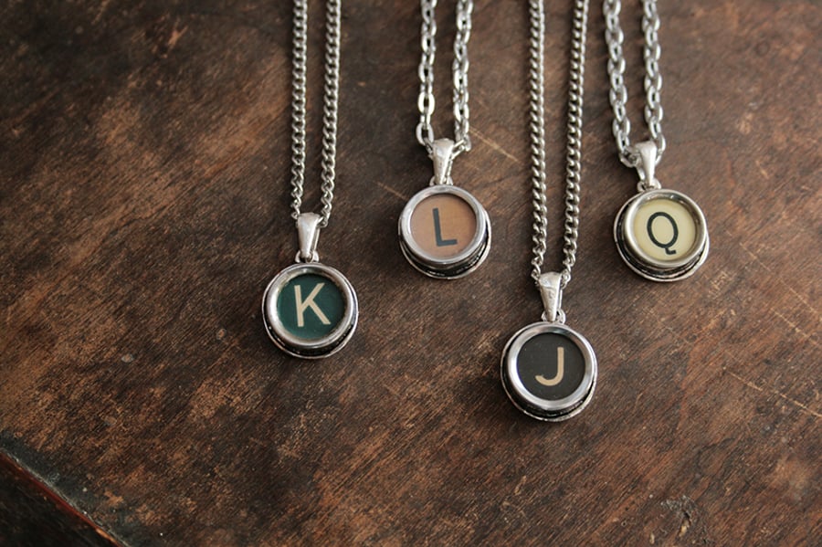 Typewriter Letter Key Necklace Custom Initial Made to Order