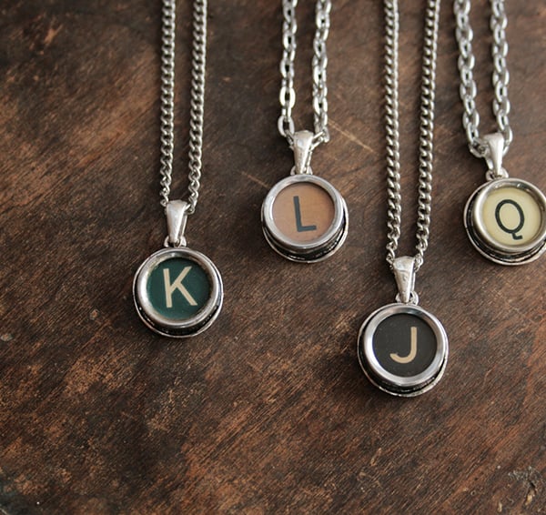 Typewriter Letter Key Necklace Custom Initial Made to Order