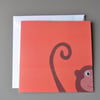 Googly Eyed Monkey on Orange Background Blank Card