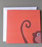 Googly Eyed Monkey on Orange Background Blank Card - Image 1