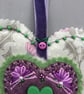 Hand Embroidered Heather Heart Decoration  - Image 3