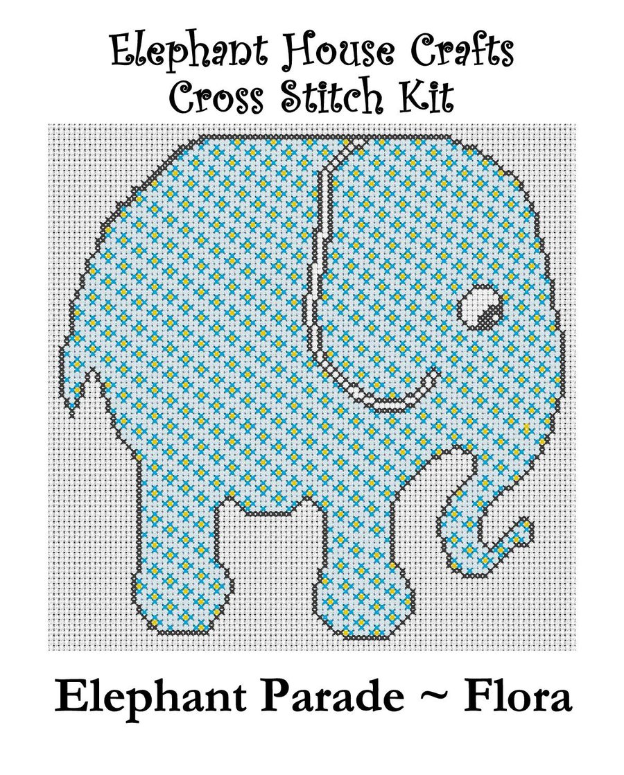 Elephant Parade Cross Stitch Kit Flora Size Approx 7" x 7"  14 Count Aida
