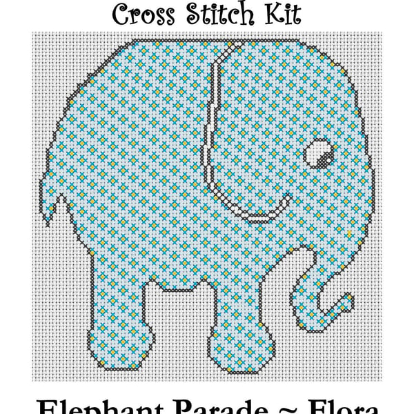Elephant Parade Cross Stitch Kit Flora Size Approx 7" x 7"  14 Count Aida