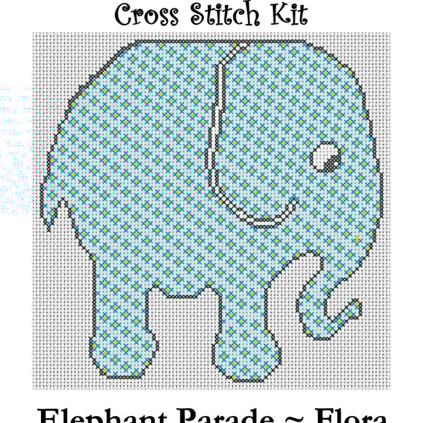 Elephant Parade Cross Stitch Kit Flora Size Approx 7" x 7"  14 Count Aida