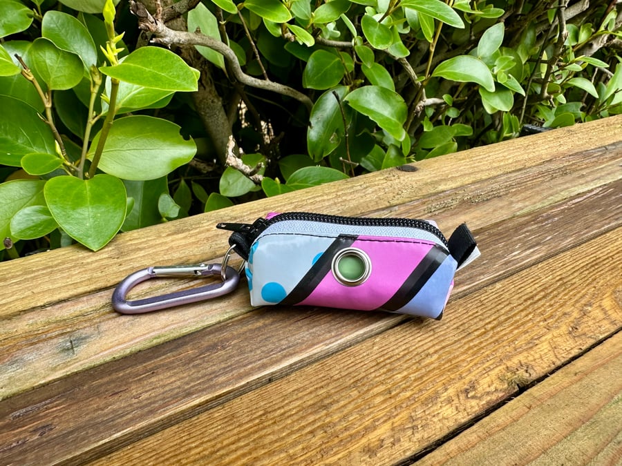 Repurposed Dog Poo Bag Holder Made From Pool Toy - Pink Purple