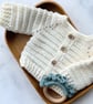 Rib Cardigan 100% Merino Wool Off White 