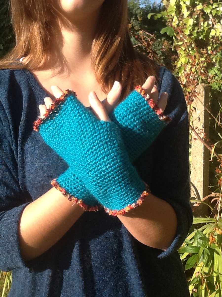 Autumn Emerald Crocheted Fingerless Mittens!