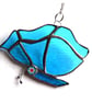 Butterfly Suncatcher Stained Glass Turquoise Closed Wing - Image 2