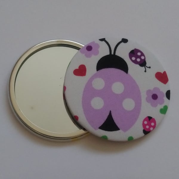 Ladybird Design Fabric Backed Pocket Mirror