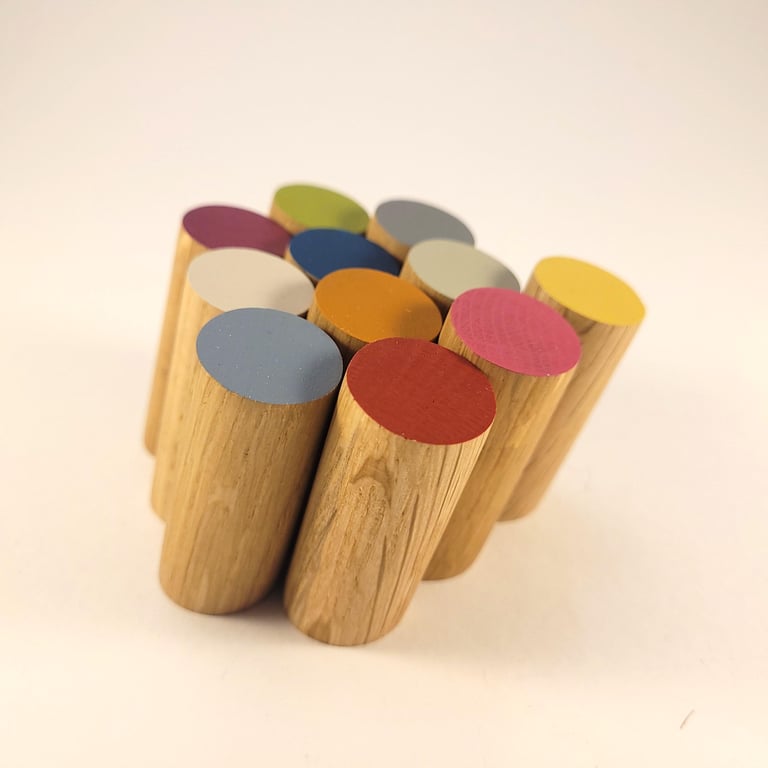 Tip Painted Floating Oak Peg Hook