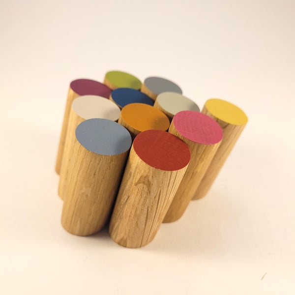 Tip Painted Floating Oak Peg Hook