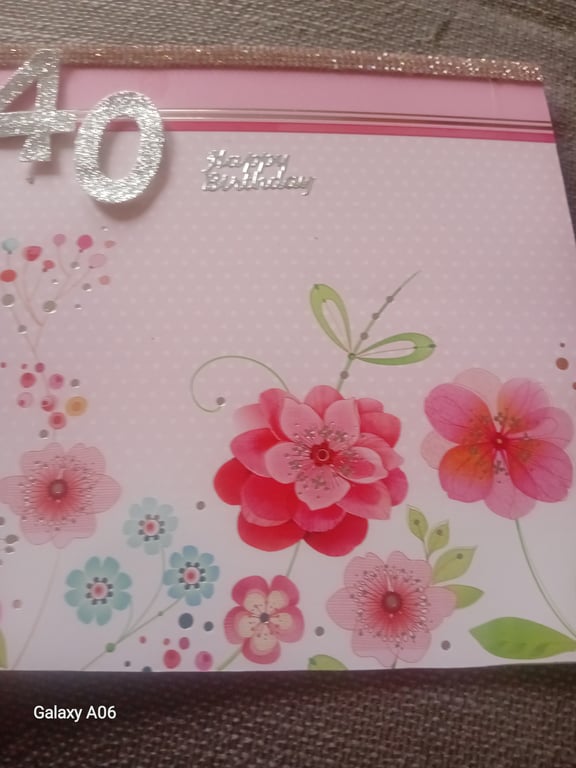 40th Birthday Card Handmade floral 