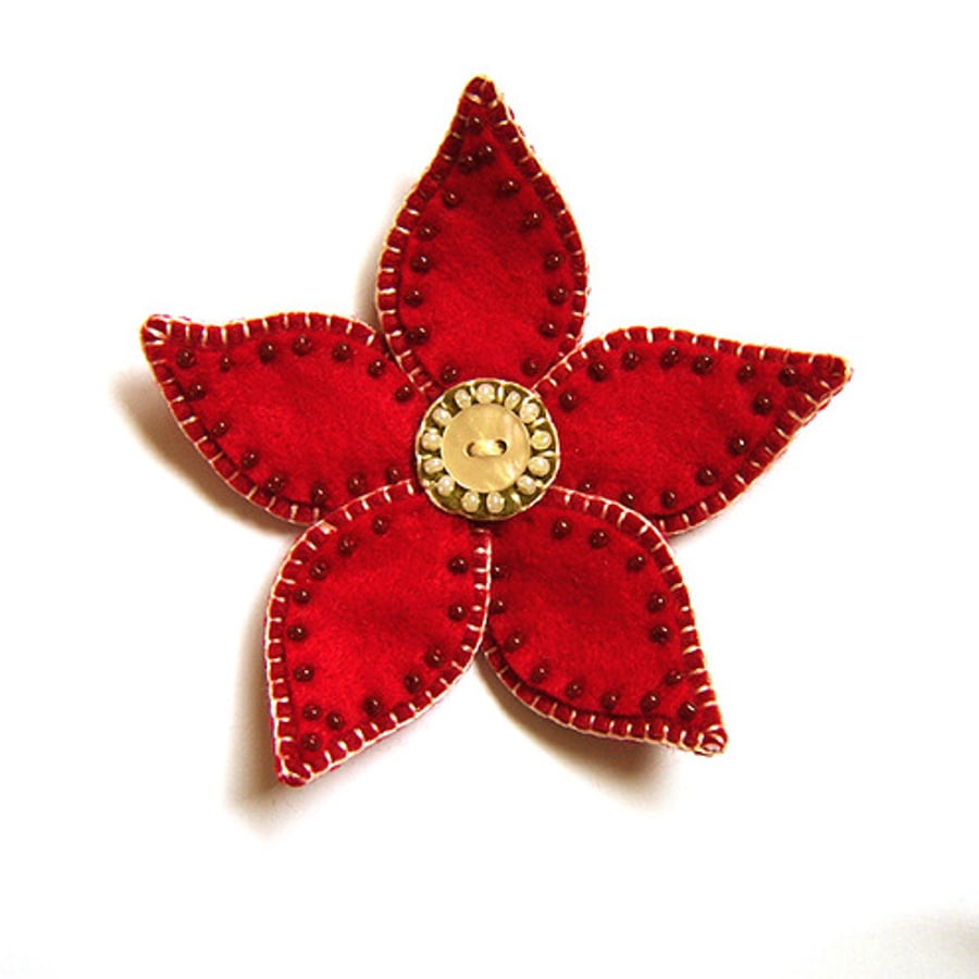Poinsettia Flower Brooch
