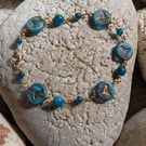 Apatite and Glass Beaded Bird Bracelet