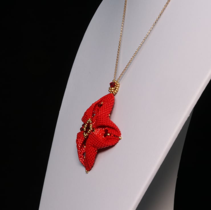 Red Envelope Pendant with Crystals Folksy
