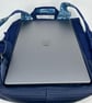 Handmade navy dry cotton oilskin and faux leather fold-over fully lined backpack - Image 9
