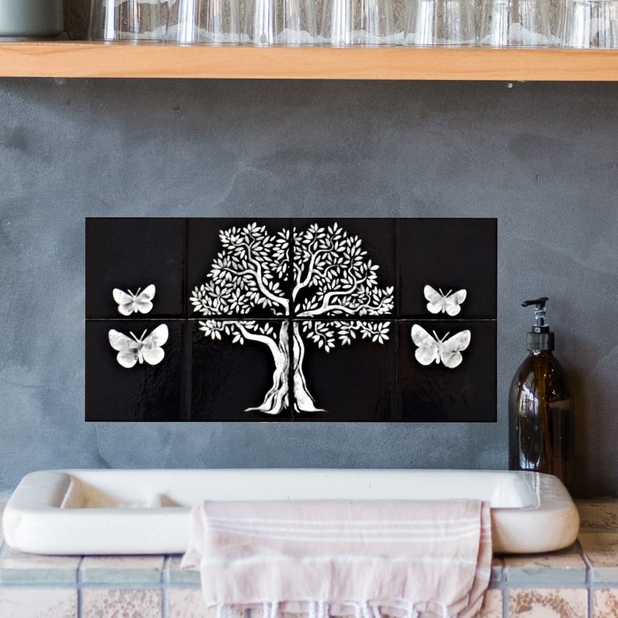 Ceramic Tile Mural, Tree of Life, Fireplace, Bathroom , Kitchen.