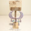 Pink marble large moon dangle polymer clay earrings