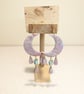 Pink marble large moon dangle polymer clay earrings