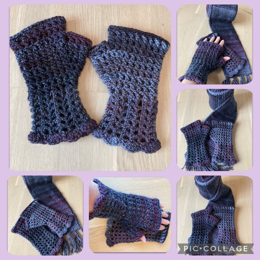 Blueberry crochet fingerless gloves fingerless mittens hand warmers