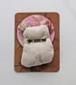 Petal, original printed and embroidered textile brooch - Image 4