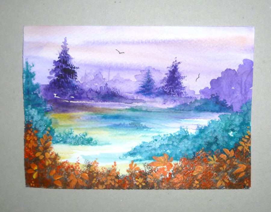 original art hand painted winter mixed media landscape painting ( ref FA 485 A3 