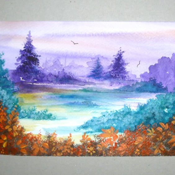 original art hand painted winter mixed media landscape painting ( ref FA 485 A3 