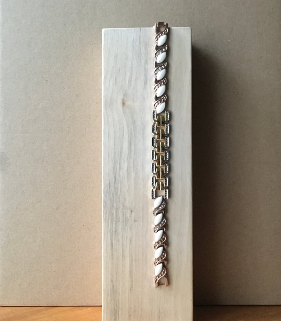 Beautiful gold and silver color plated up-cycled stainless steel bracelet 