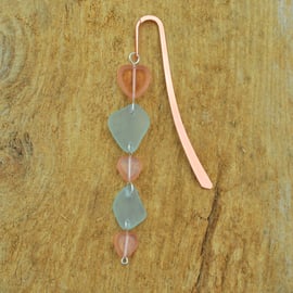 Beach glass bookmark with hearts