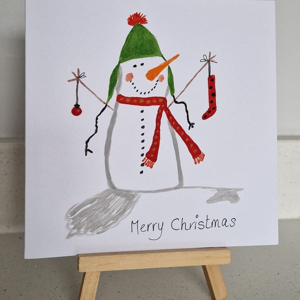 Snowman watercolour Christmas card
