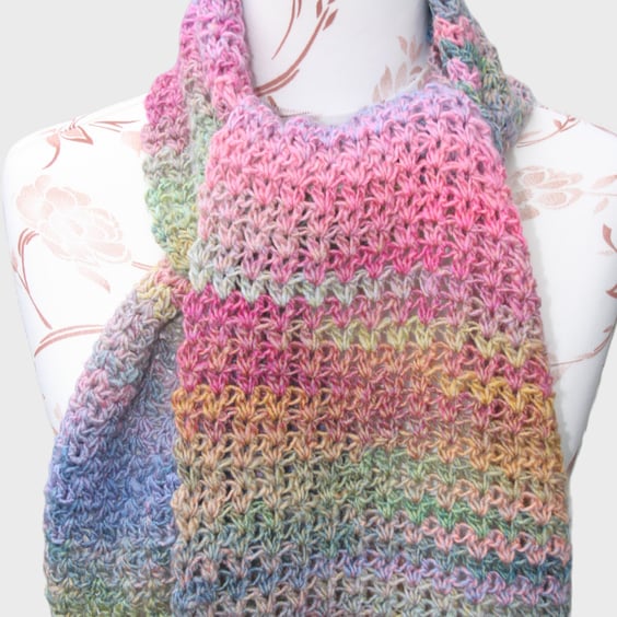 Pretty Variegated Crochet Scarf 