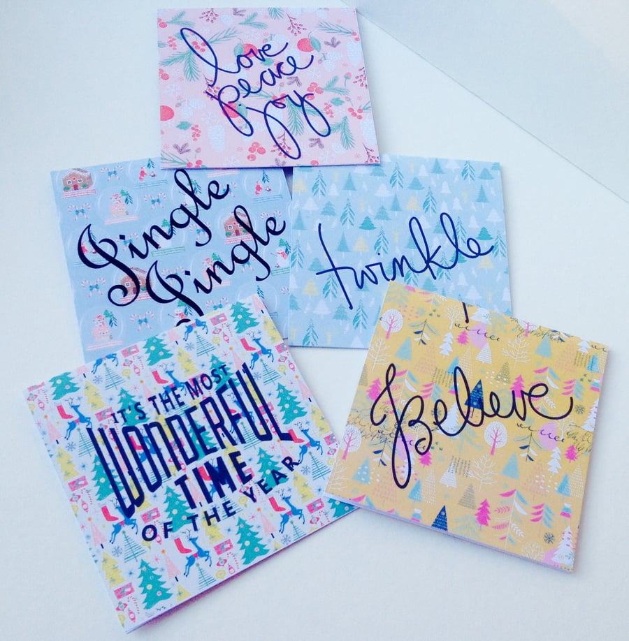 Christmas Cards,PK of Ten,Modern Xmas Designs,Printed,Personalised,Cards