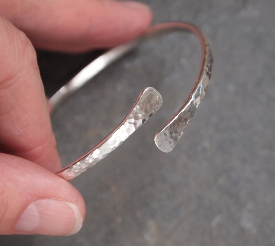 Bangle, Forged solid silver, hallmarked.