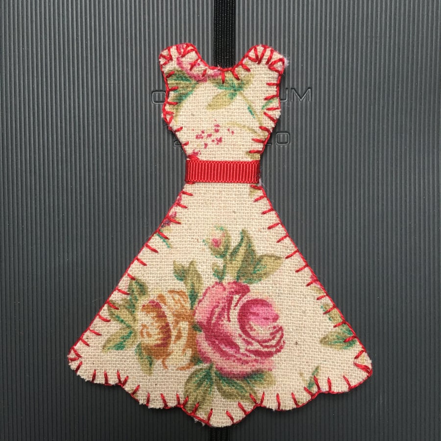 Floral Pink and Red Dress Bookmark