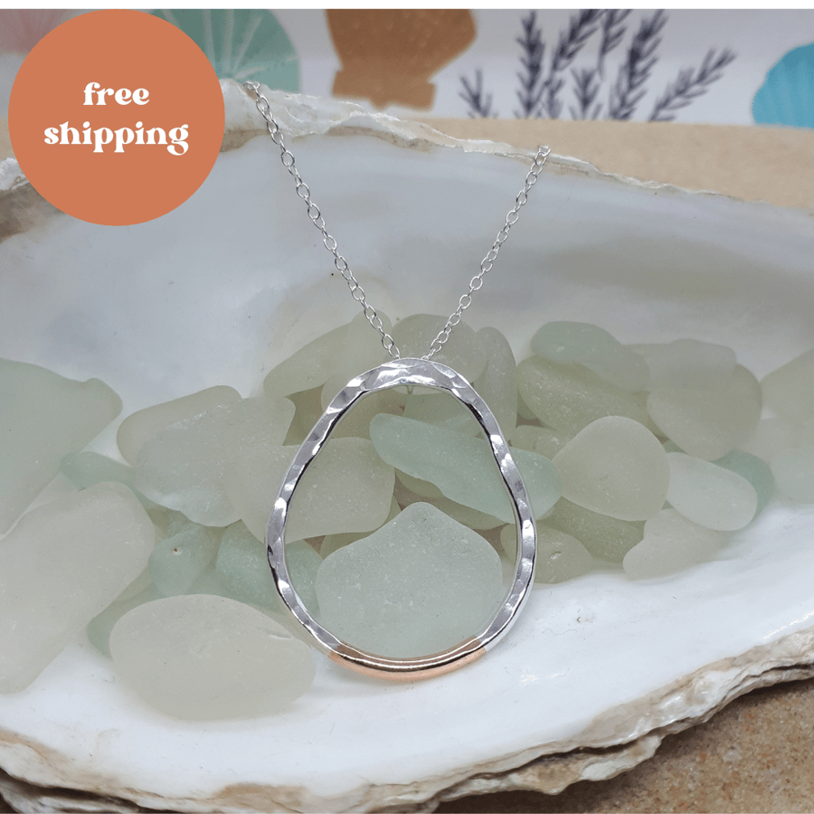 Sunset silver and rose gold pendant