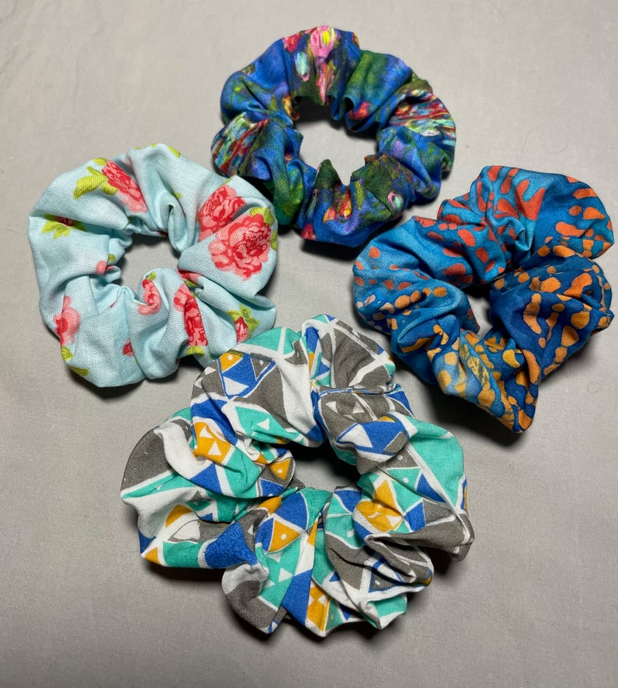 Set of four hair scrunchies