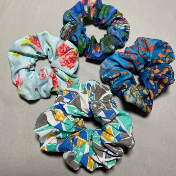 Set of four hair scrunchies