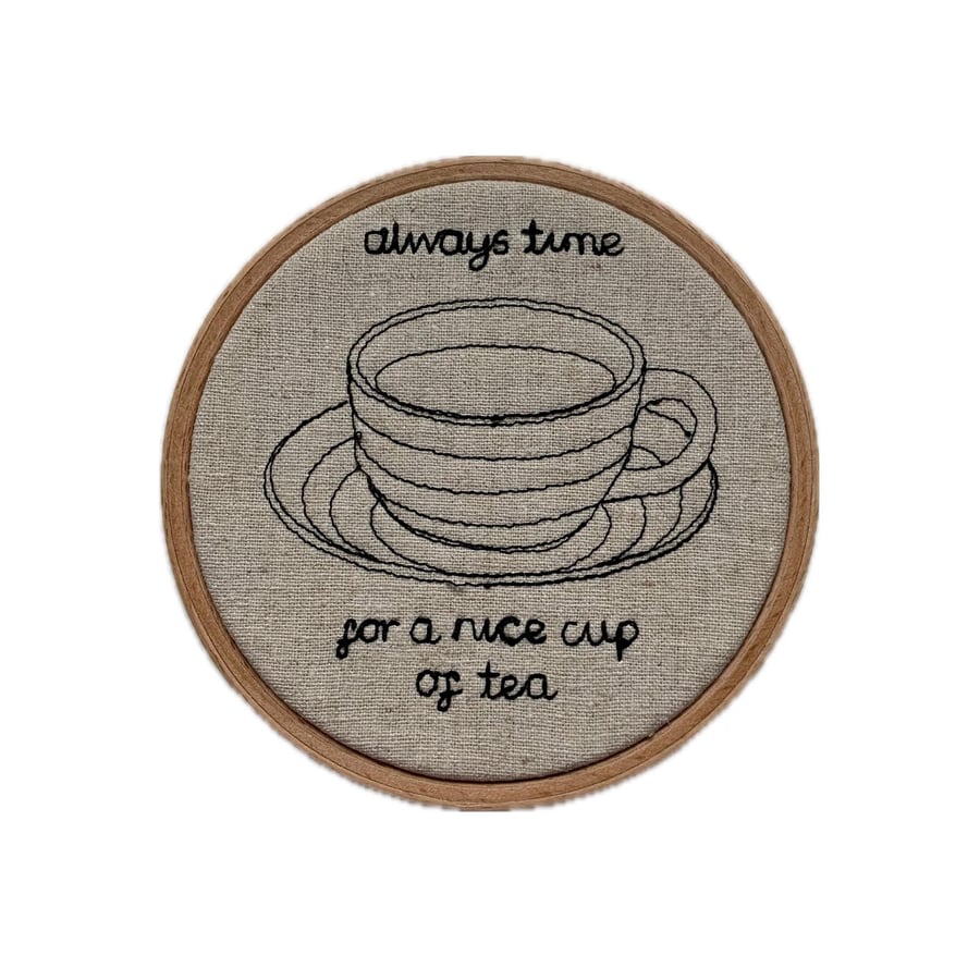Teacup Embroidery Hoop Art: 'Always Time for Tea'