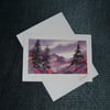 original hand painted landscape blank greetings card ( ref F 929 )
