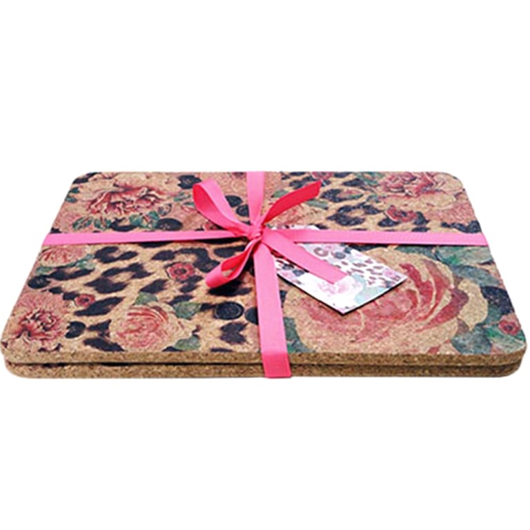  Luxury Cork Placemats – Rectangular Pink Rose and Skin Print – unique design