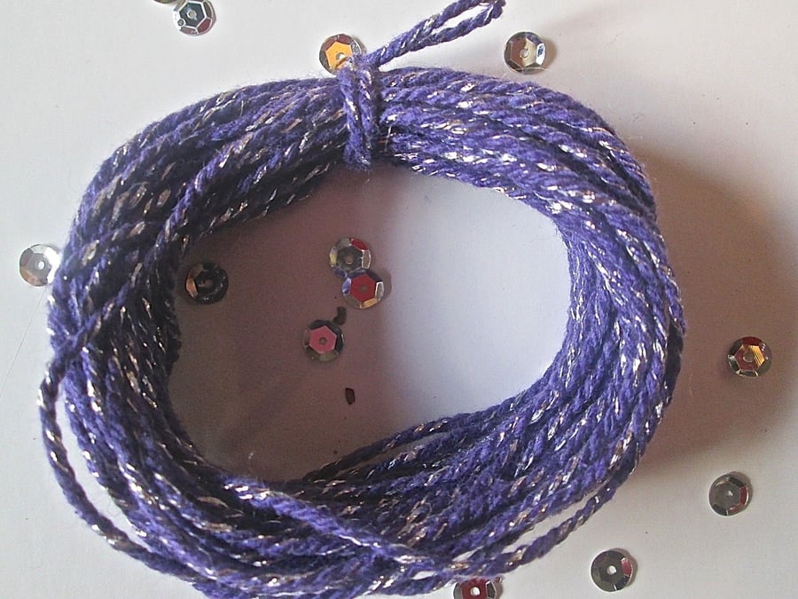 10 metres of Purple SPARKLE Cotton Bakers twine