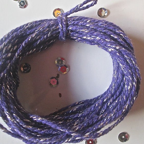 10 metres of Purple SPARKLE Cotton Bakers twine