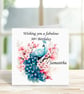 Personalised Beautiful Elegant Peacock Birthday Card. Design 2